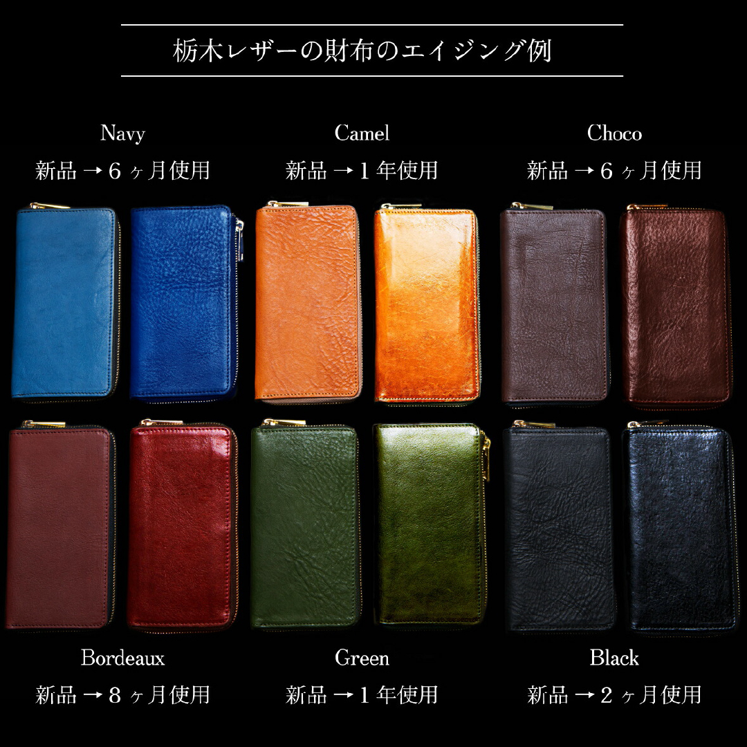 JAPAN FACTORY（ジャパンファクトリー）栃木レザー 小さい長財布「TIDY2.0」L字ファスナー 長財布の経年変化